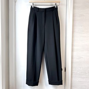 BABATON Atelier Black Pleated Cuffed Ankle Pant